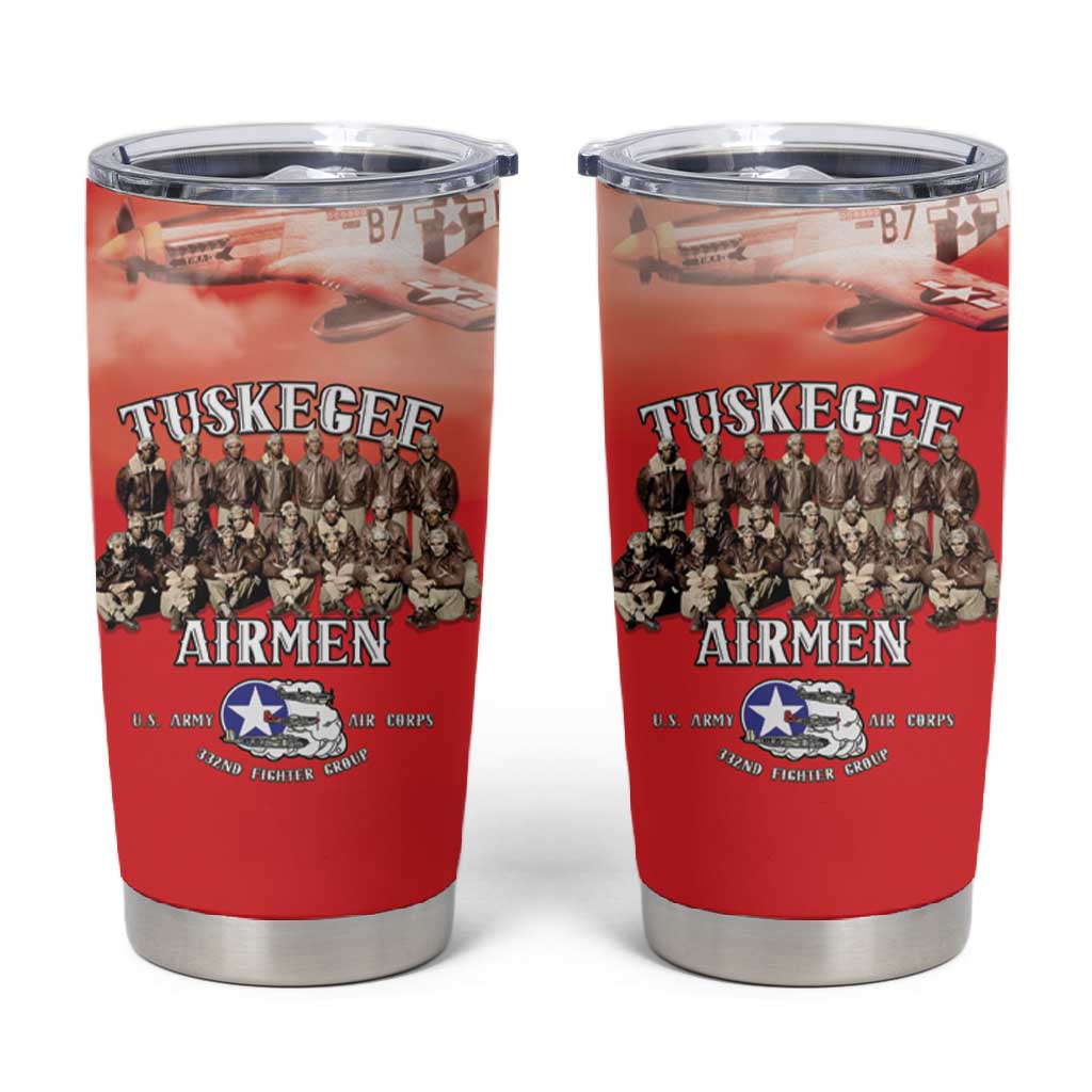 Remembering the Red Tail Heroes Tumbler Cup Tuskegee Airmen Legacy - Red - African Pride
