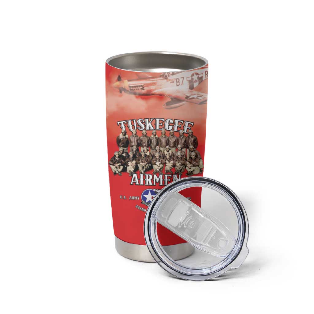 Remembering the Red Tail Heroes Tumbler Cup Tuskegee Airmen Legacy - Red - African Pride