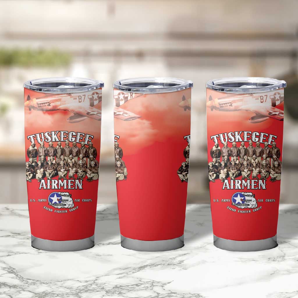 Remembering the Red Tail Heroes Tumbler Cup Tuskegee Airmen Legacy - Red - African Pride