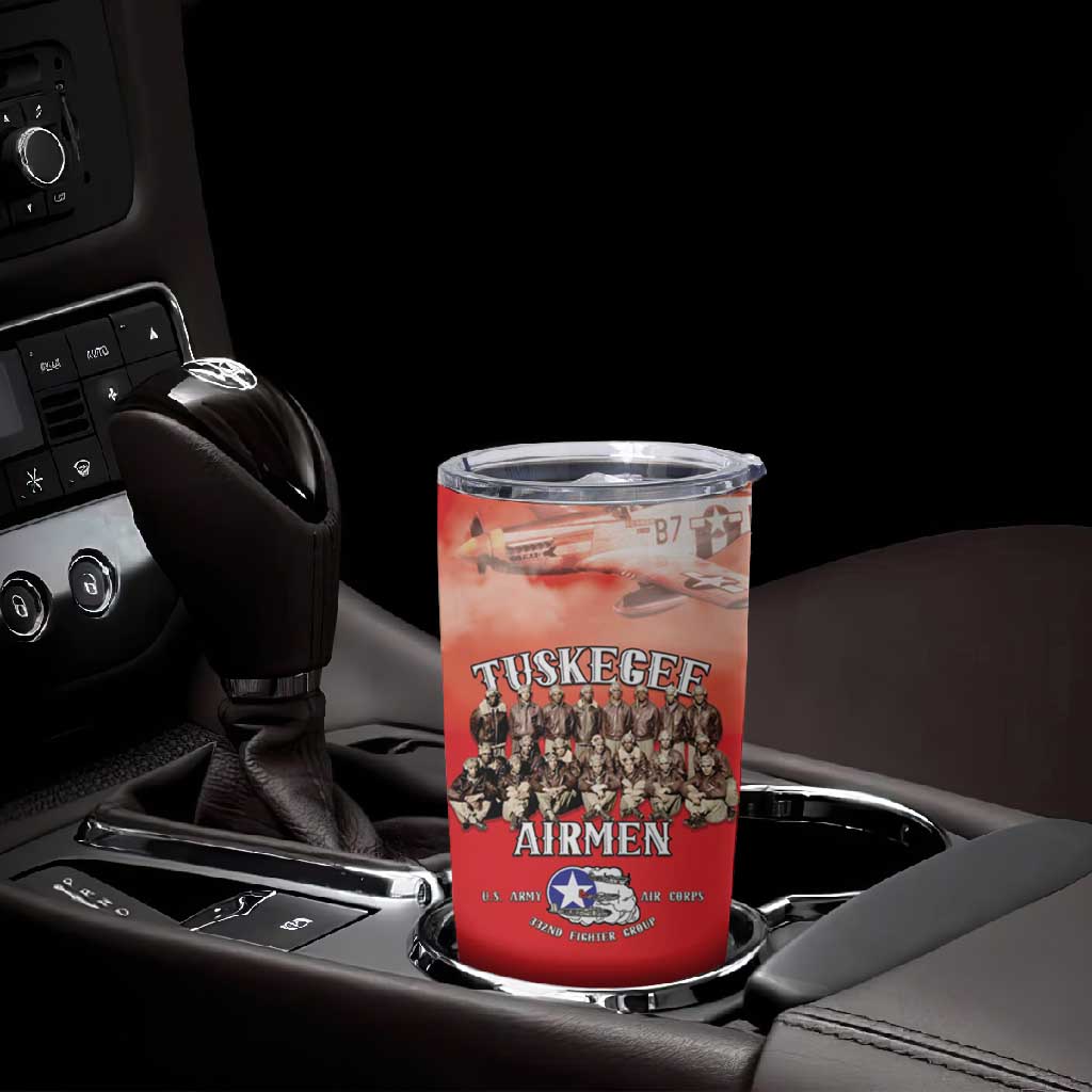Remembering the Red Tail Heroes Tumbler Cup Tuskegee Airmen Legacy - Red - African Pride