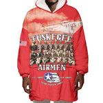 Remembering the Red Tail Heroes Wearable Blanket Hoodie Tuskegee Airmen Legacy - Red - African Pride