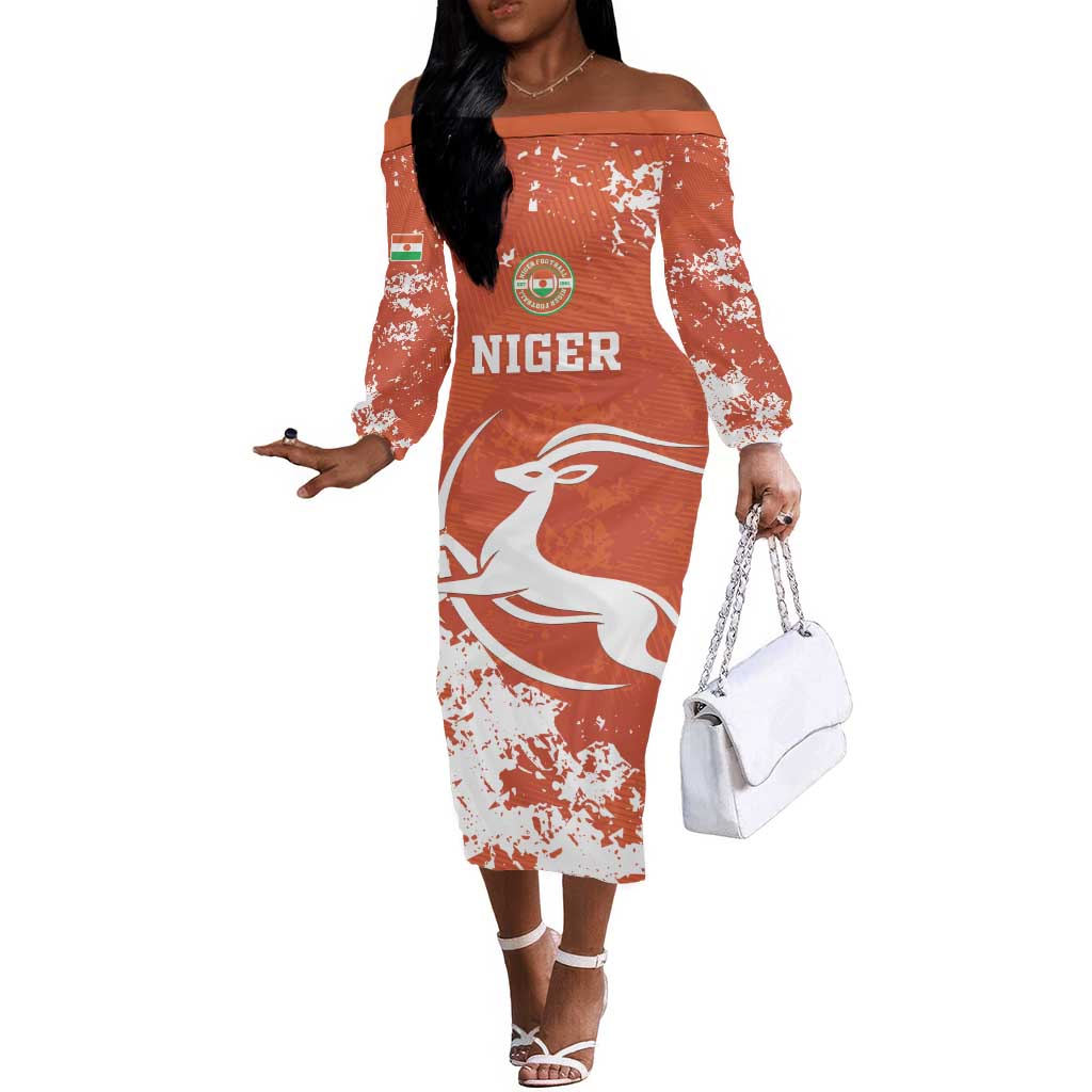 Custom Afro Guinee Football Off Shoulder Maxi Dress Go Syli National LT15 main image 1