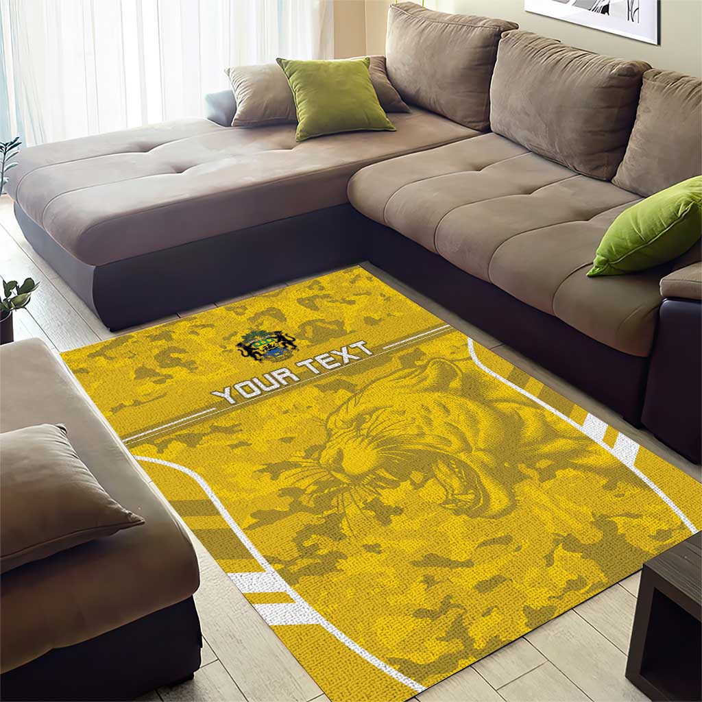 Custom Gabon Football Area Rug Go Les Pantheres