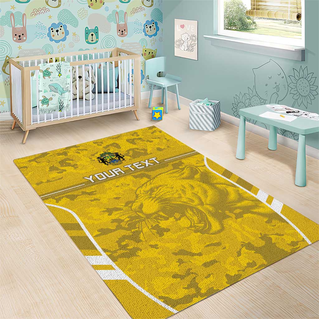 Custom Gabon Football Area Rug Go Les Pantheres