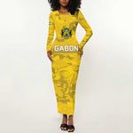 Custom Gabon Football Long Sleeve Bodycon Dress Go Les Pantheres