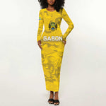 Custom Gabon Football Long Sleeve Bodycon Dress Go Les Pantheres LT15