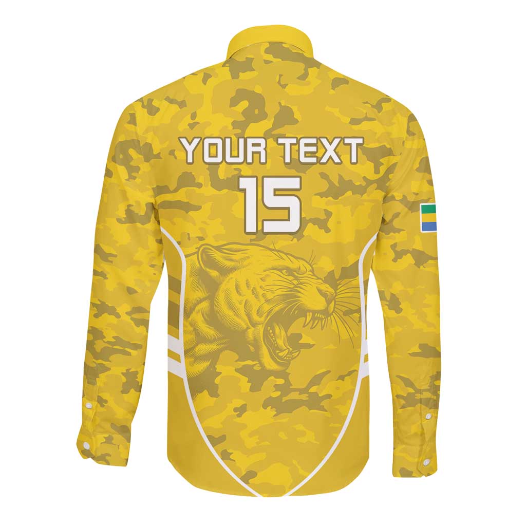 Custom Gabon Football Long Sleeve Button Shirt Go Les Pantheres