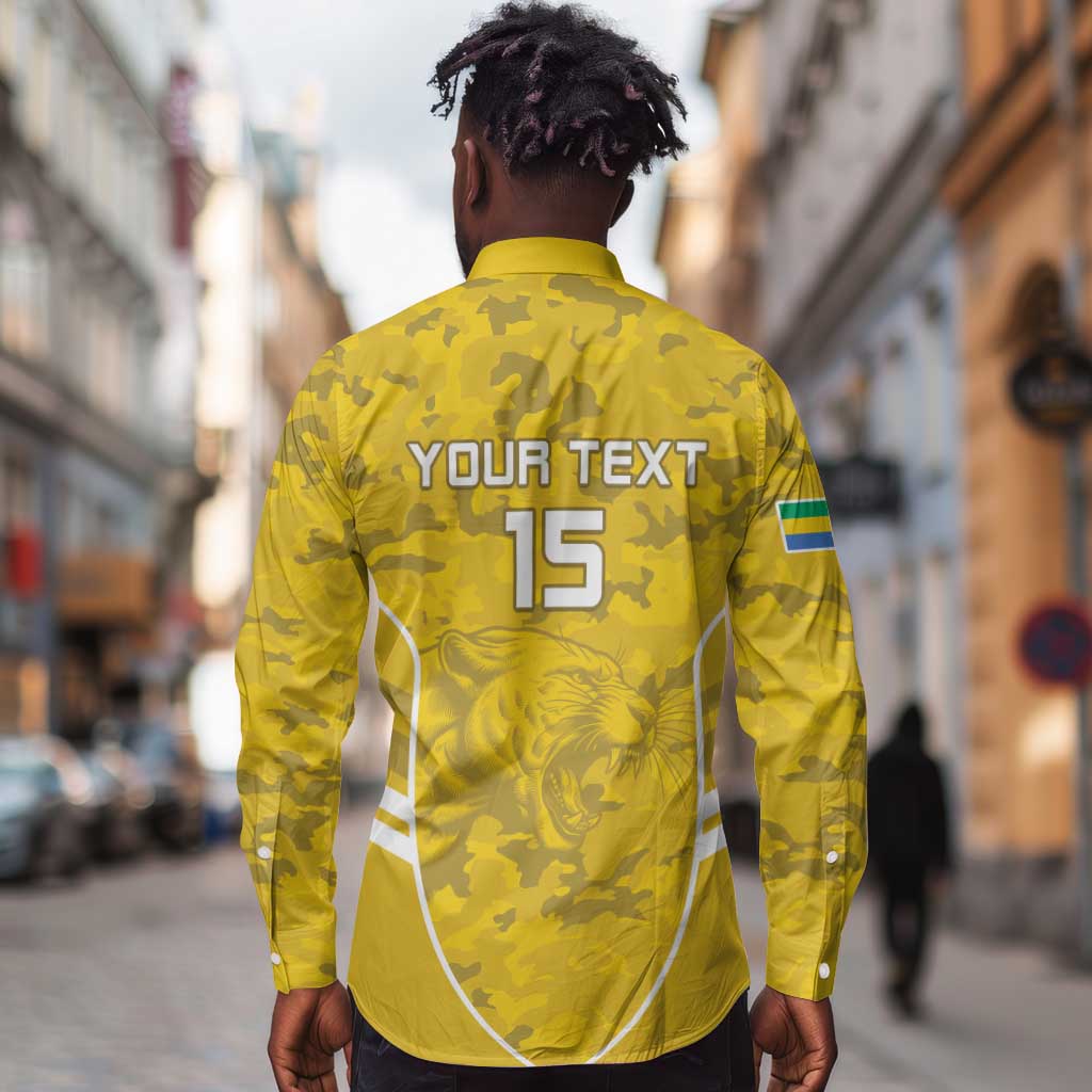 Custom Gabon Football Long Sleeve Button Shirt Go Les Pantheres