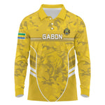 Custom Gabon Football Long Sleeve Polo Shirt Go Les Pantheres