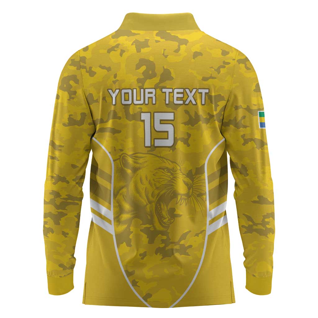 Custom Gabon Football Long Sleeve Polo Shirt Go Les Pantheres