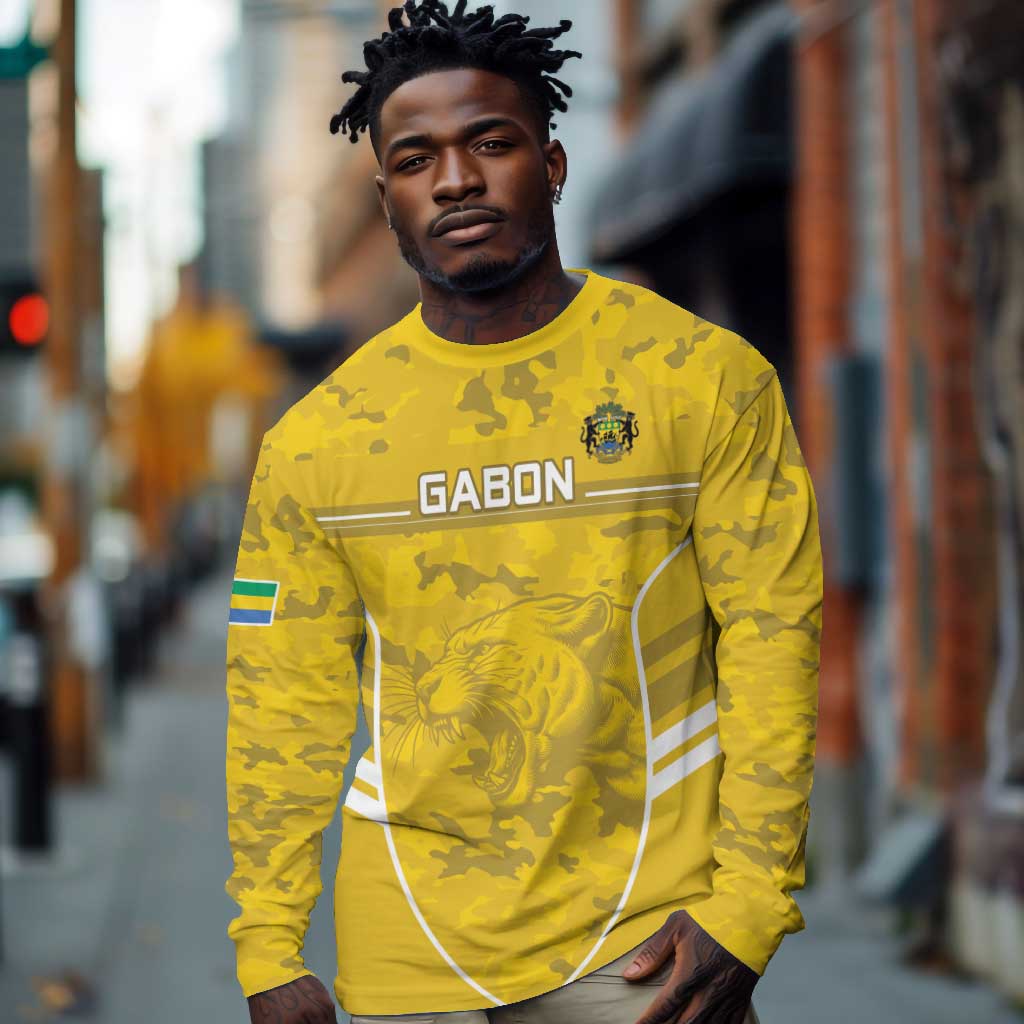 Custom Gabon Football Long Sleeve Shirt Go Les Pantheres