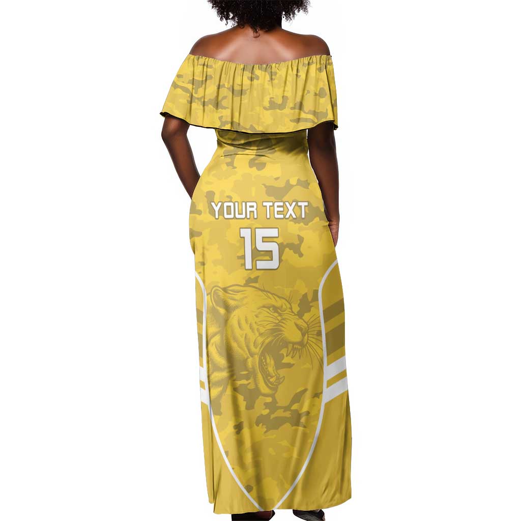 Custom Gabon Football Off Shoulder Maxi Dress Go Les Pantheres