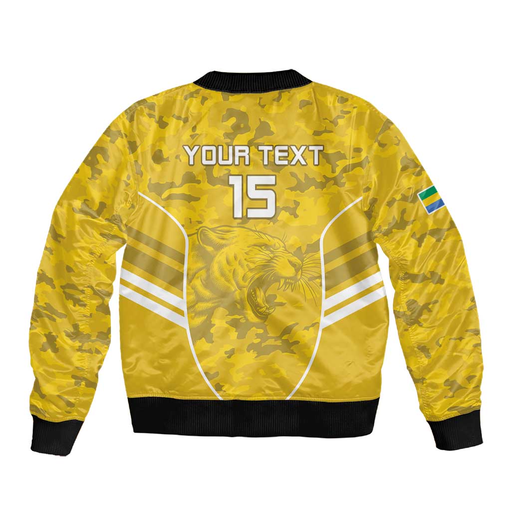 Custom Gabon Football Sleeve Zip Bomber Jacket Go Les Pantheres