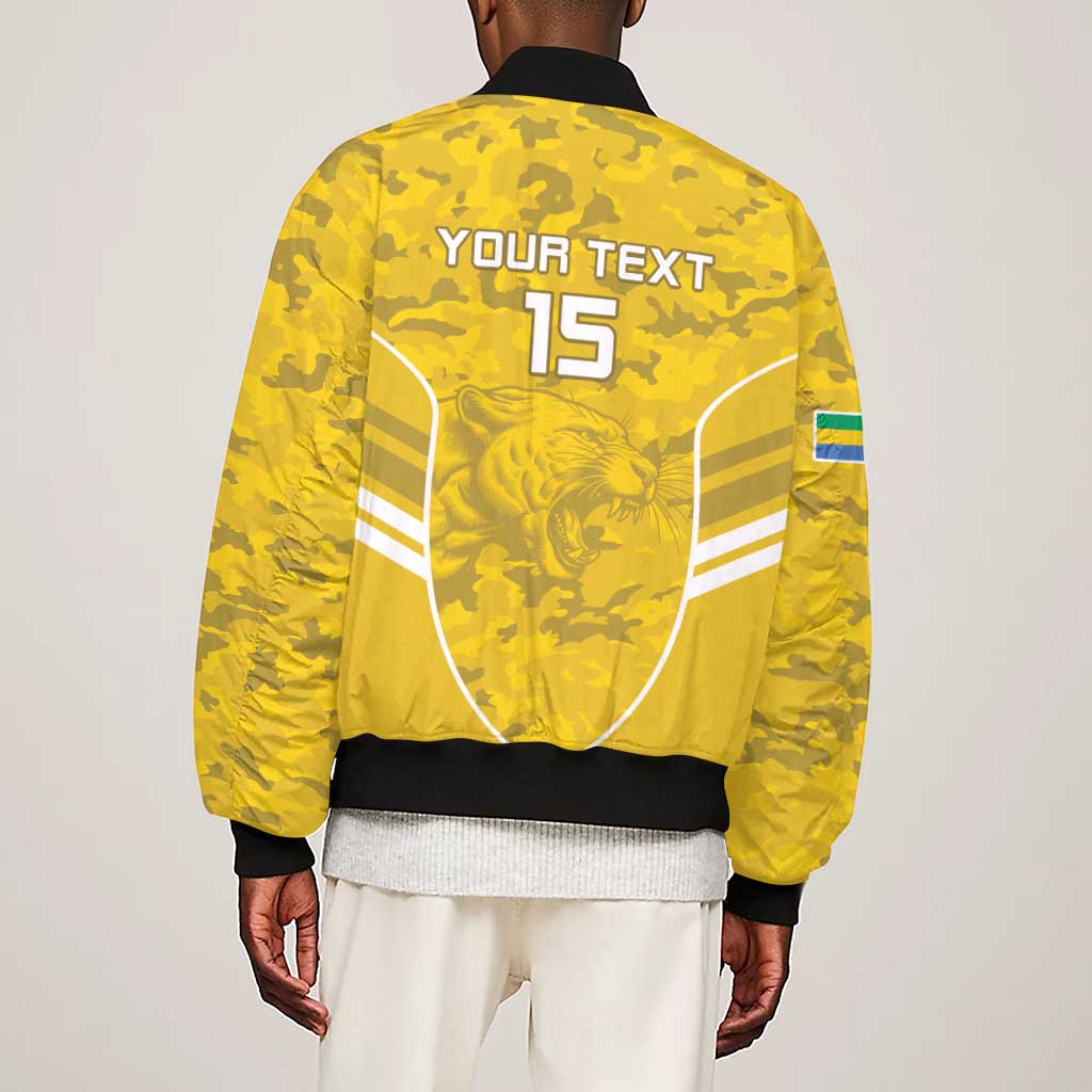 Custom Gabon Football Sleeve Zip Bomber Jacket Go Les Pantheres