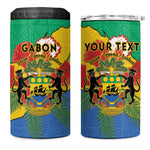 Personalised Afro Gabon 4 in 1 Can Cooler Tumbler Gabonese Union Travail and Justice