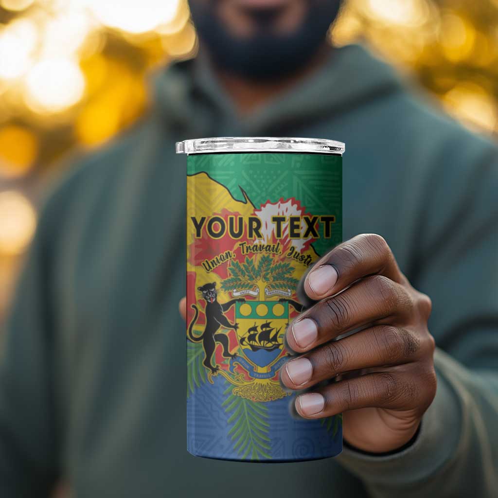Personalised Afro Gabon 4 in 1 Can Cooler Tumbler Gabonese Union Travail and Justice