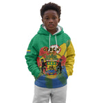 Personalised Afro Gabon Kid Hoodie Gabonese Union Travail and Justice