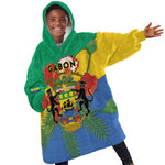 Personalised Afro Gabon Kid Wearable Blanket Hoodie Gabonese Union Travail and Justice