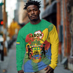 Personalised Afro Gabon Long Sleeve Shirt Gabonese Union Travail and Justice