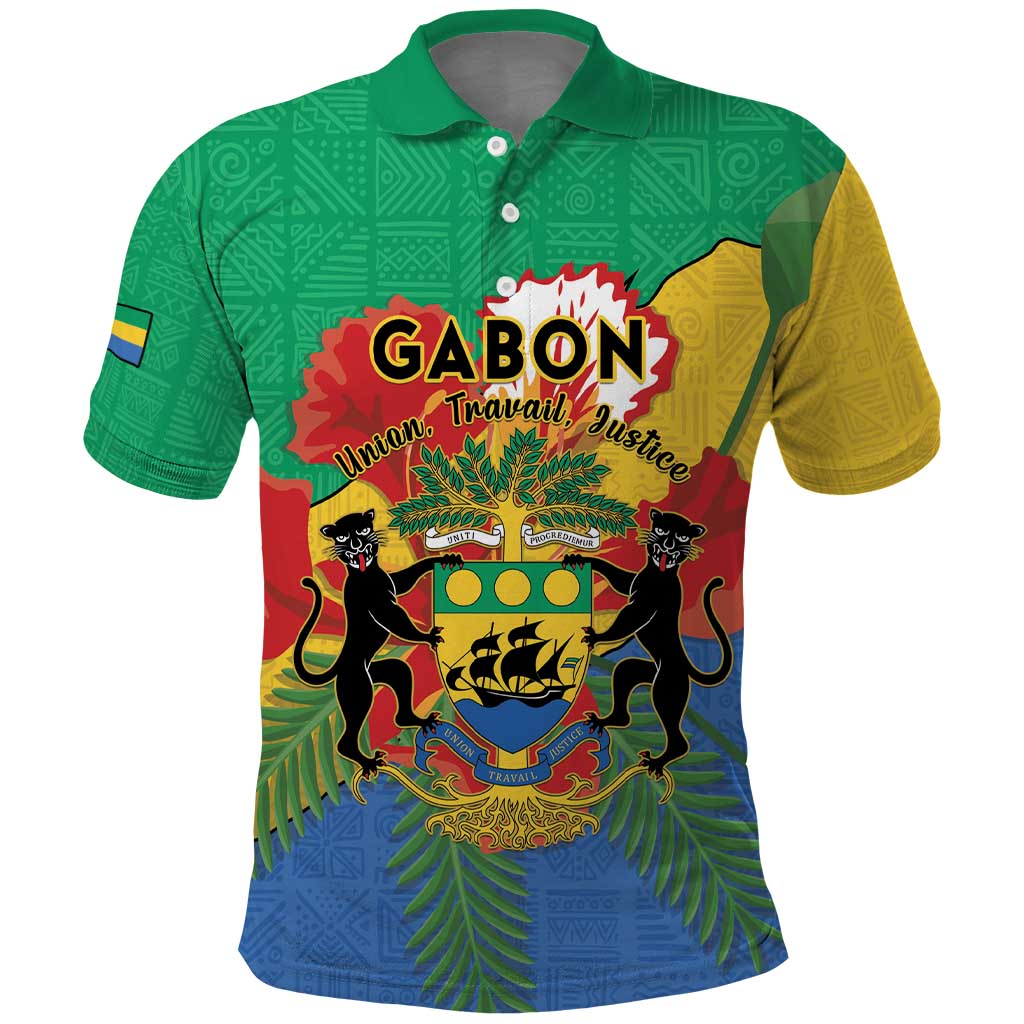 Personalised Afro Gabon Polo Shirt Gabonese Union Travail and Justice