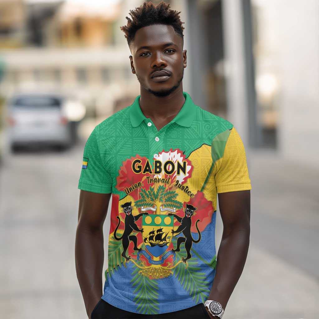 Personalised Afro Gabon Polo Shirt Gabonese Union Travail and Justice