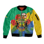 Personalised Afro Gabon Sleeve Zip Bomber Jacket Gabonese Union Travail and Justice