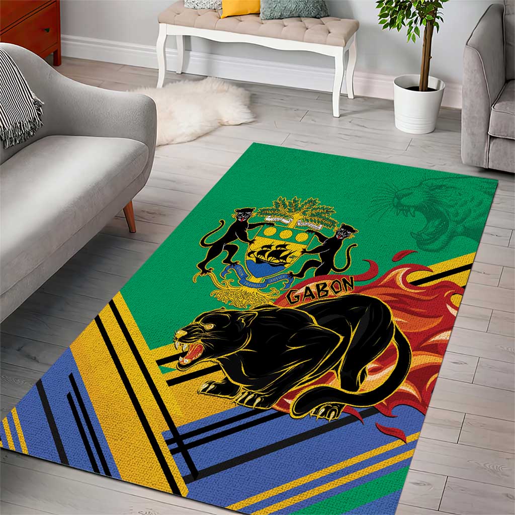 Afro Gabon Area Rug Black Panther With Coat Of Arms
