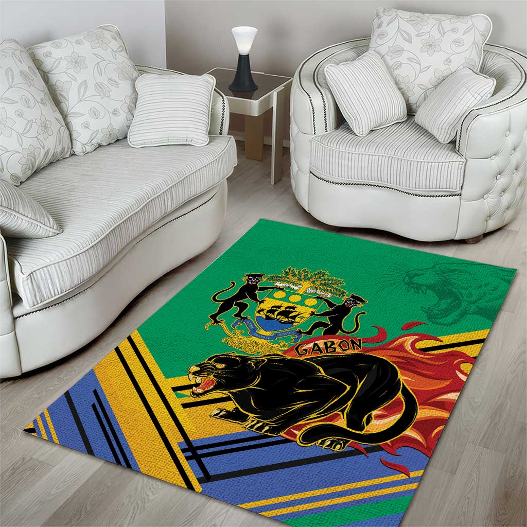 Afro Gabon Area Rug Black Panther With Coat Of Arms