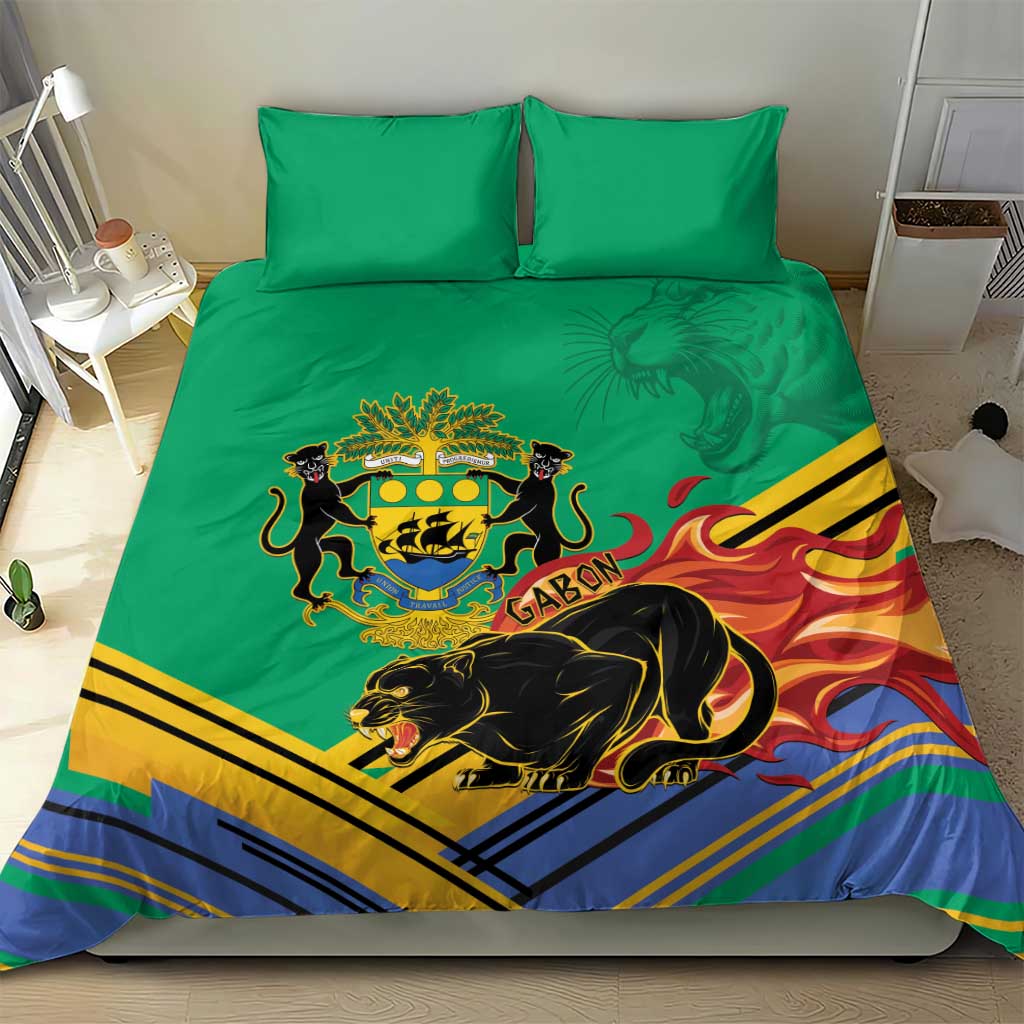 Afro Gabon Bedding Set Black Panther With Coat Of Arms