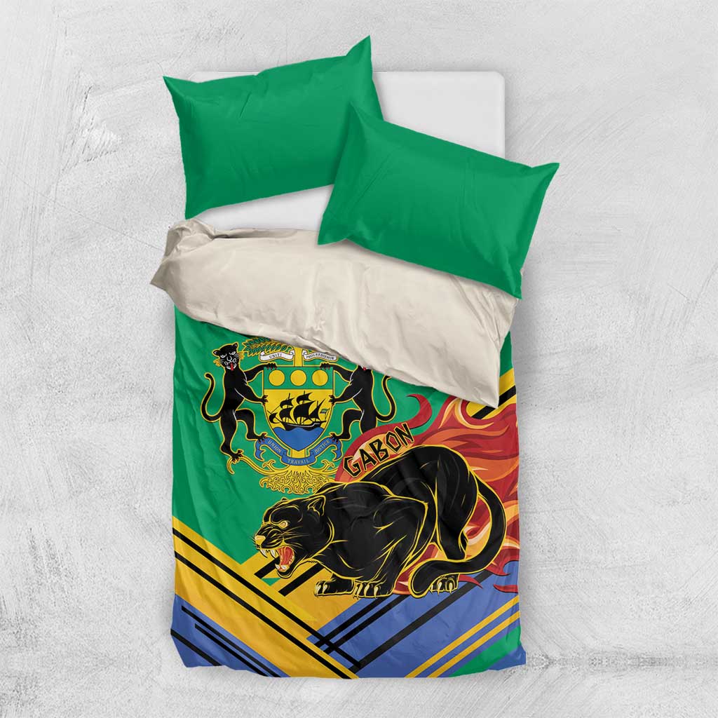 Afro Gabon Bedding Set Black Panther With Coat Of Arms