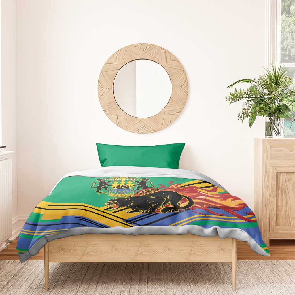 Afro Gabon Bedding Set Black Panther With Coat Of Arms