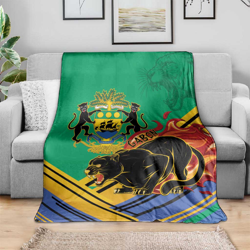 Afro Gabon Blanket Black Panther With Coat Of Arms