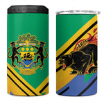 Afro Gabon 4 in 1 Can Cooler Tumbler Black Panther With Coat Of Arms