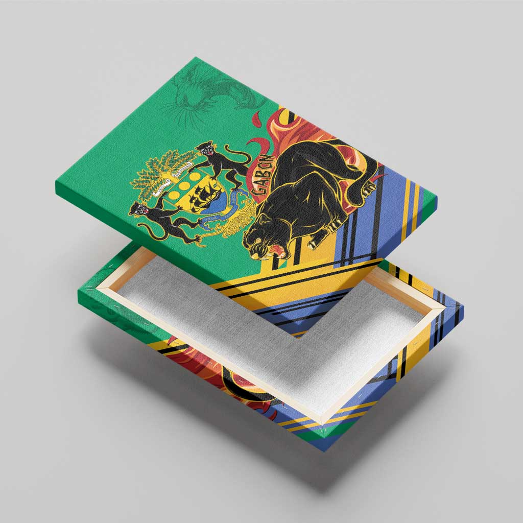 Afro Gabon Canvas Wall Art Black Panther With Coat Of Arms