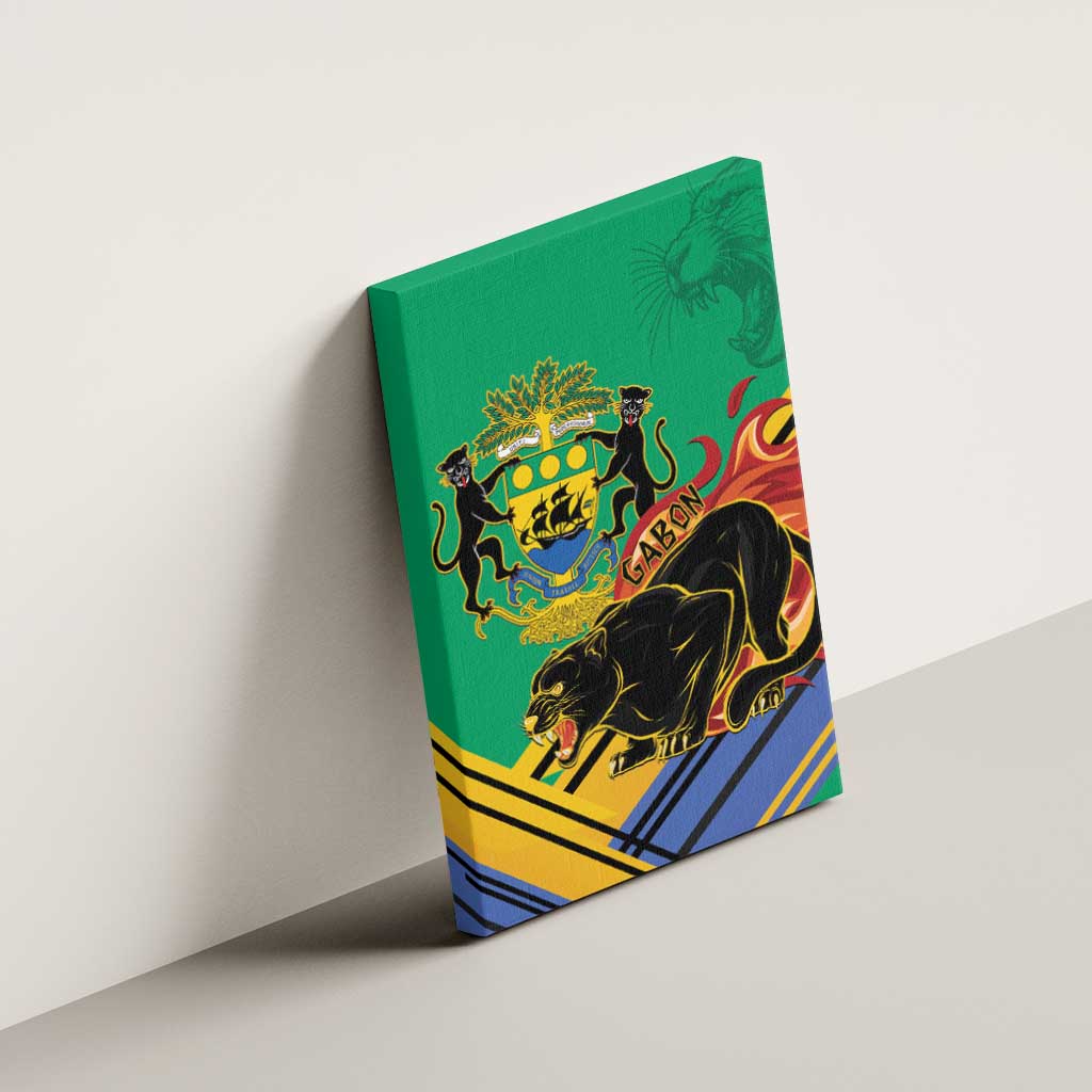 Afro Gabon Canvas Wall Art Black Panther With Coat Of Arms