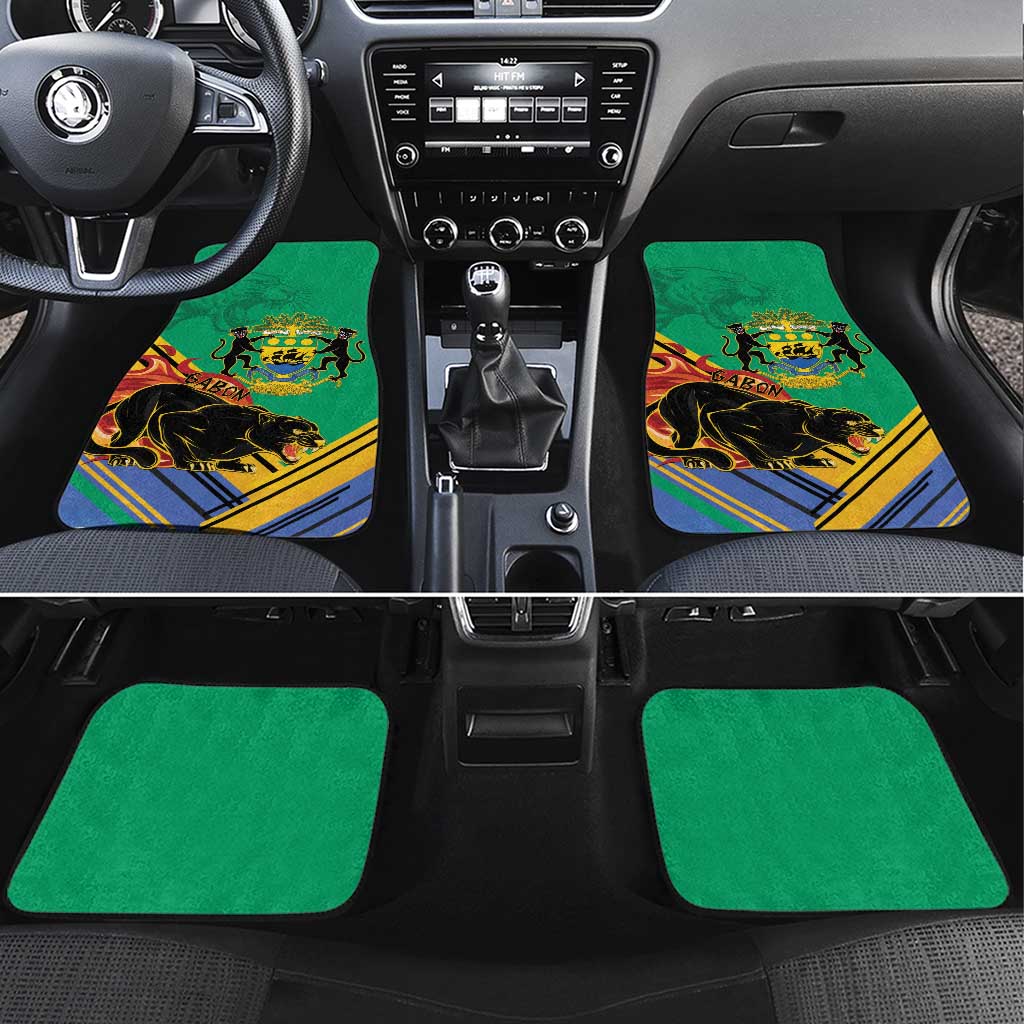 Afro Gabon Car Mats Black Panther With Coat Of Arms
