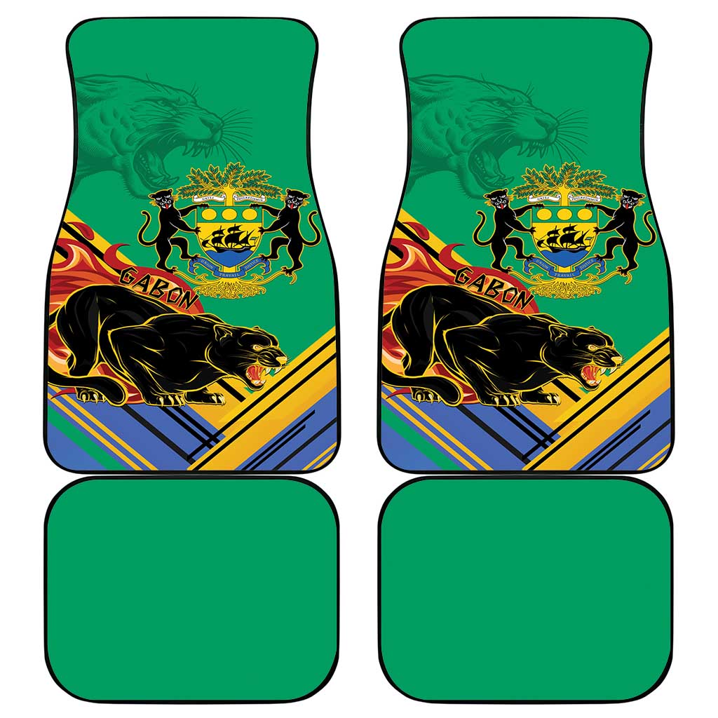 Afro Gabon Car Mats Black Panther With Coat Of Arms