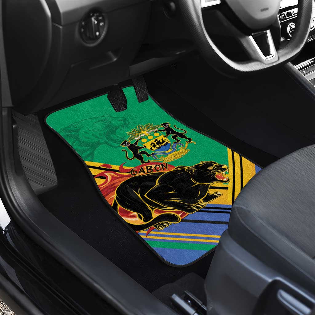 Afro Gabon Car Mats Black Panther With Coat Of Arms