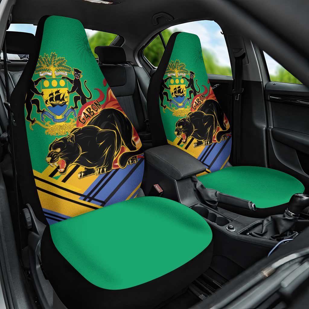Afro Gabon Car Seat Cover Black Panther With Coat Of Arms