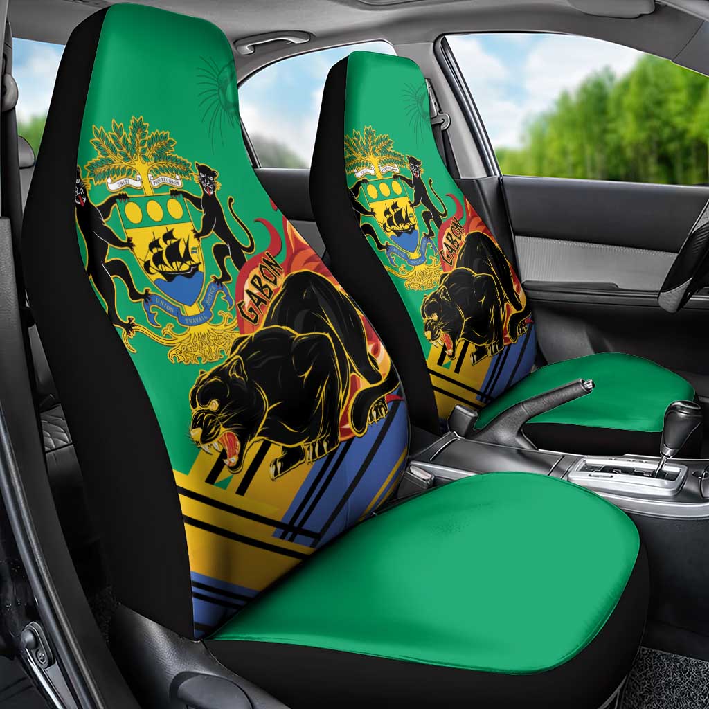 Afro Gabon Car Seat Cover Black Panther With Coat Of Arms