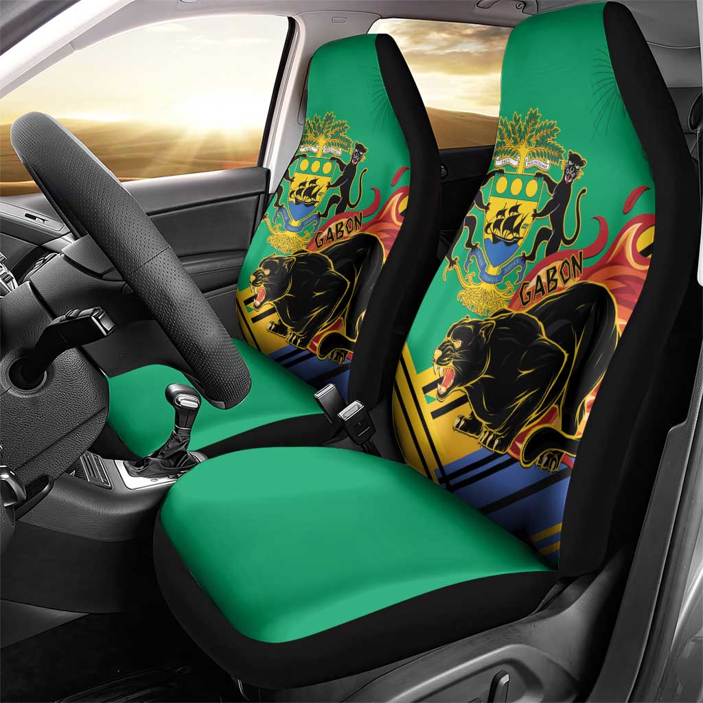 Afro Gabon Car Seat Cover Black Panther With Coat Of Arms