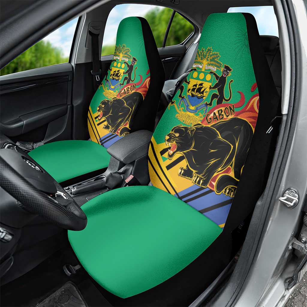 Afro Gabon Car Seat Cover Black Panther With Coat Of Arms
