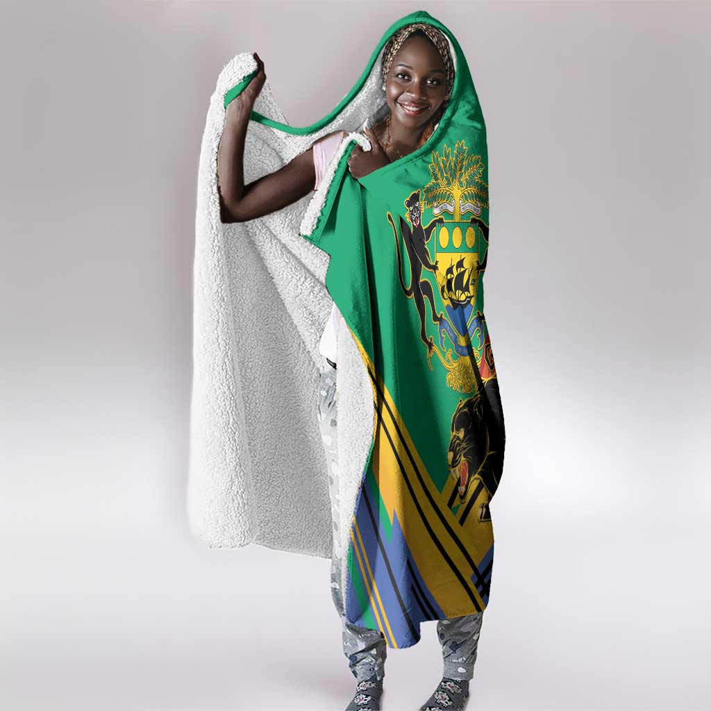 Afro Gabon Hooded Blanket Black Panther With Coat Of Arms