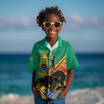 Afro Gabon Kid Hawaiian Shirt Black Panther With Coat Of Arms