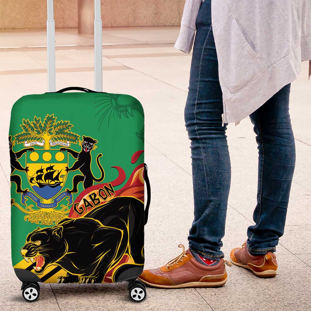 Afro Gabon Luggage Cover Black Panther With Coat Of Arms