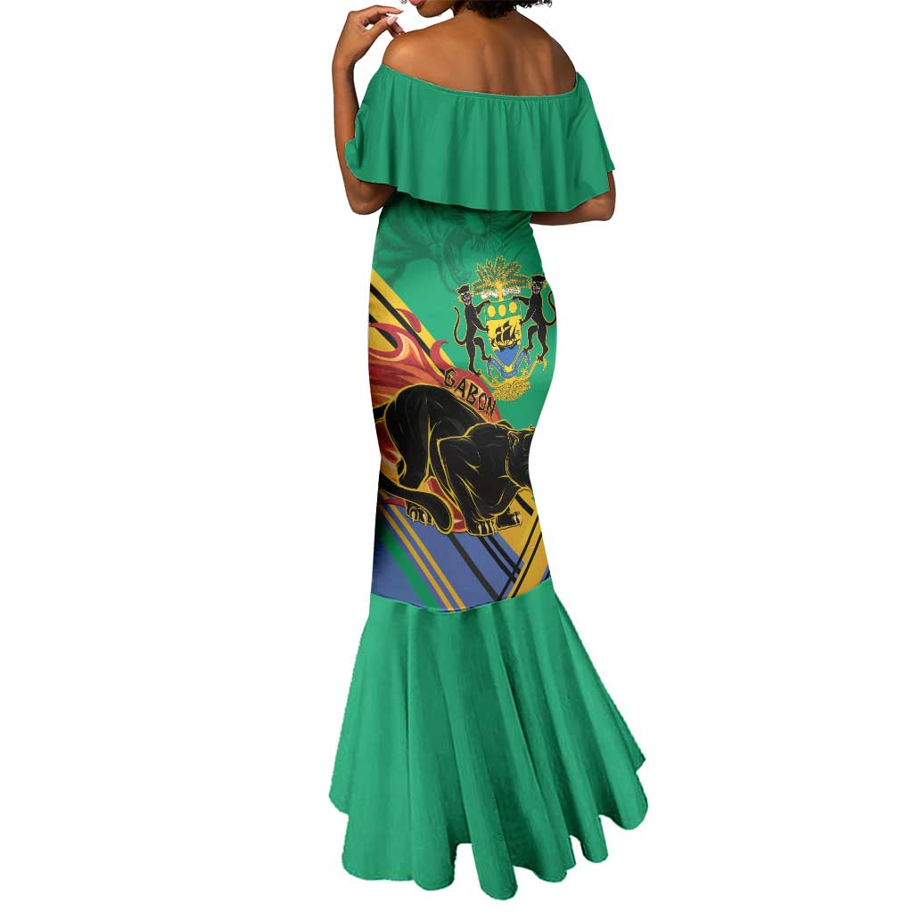 Afro Gabon Mermaid Dress Black Panther With Coat Of Arms