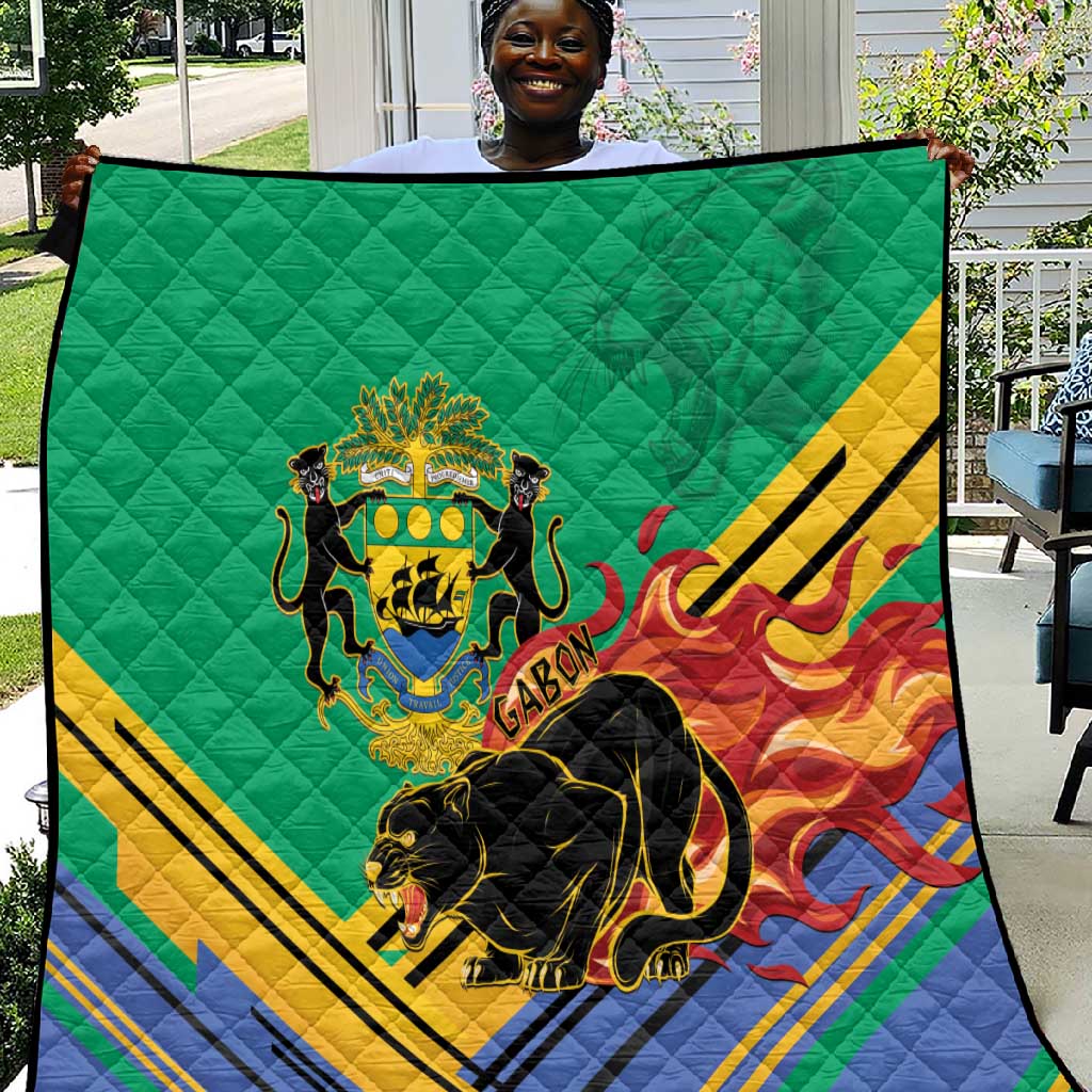 Afro Gabon Quilt Black Panther With Coat Of Arms
