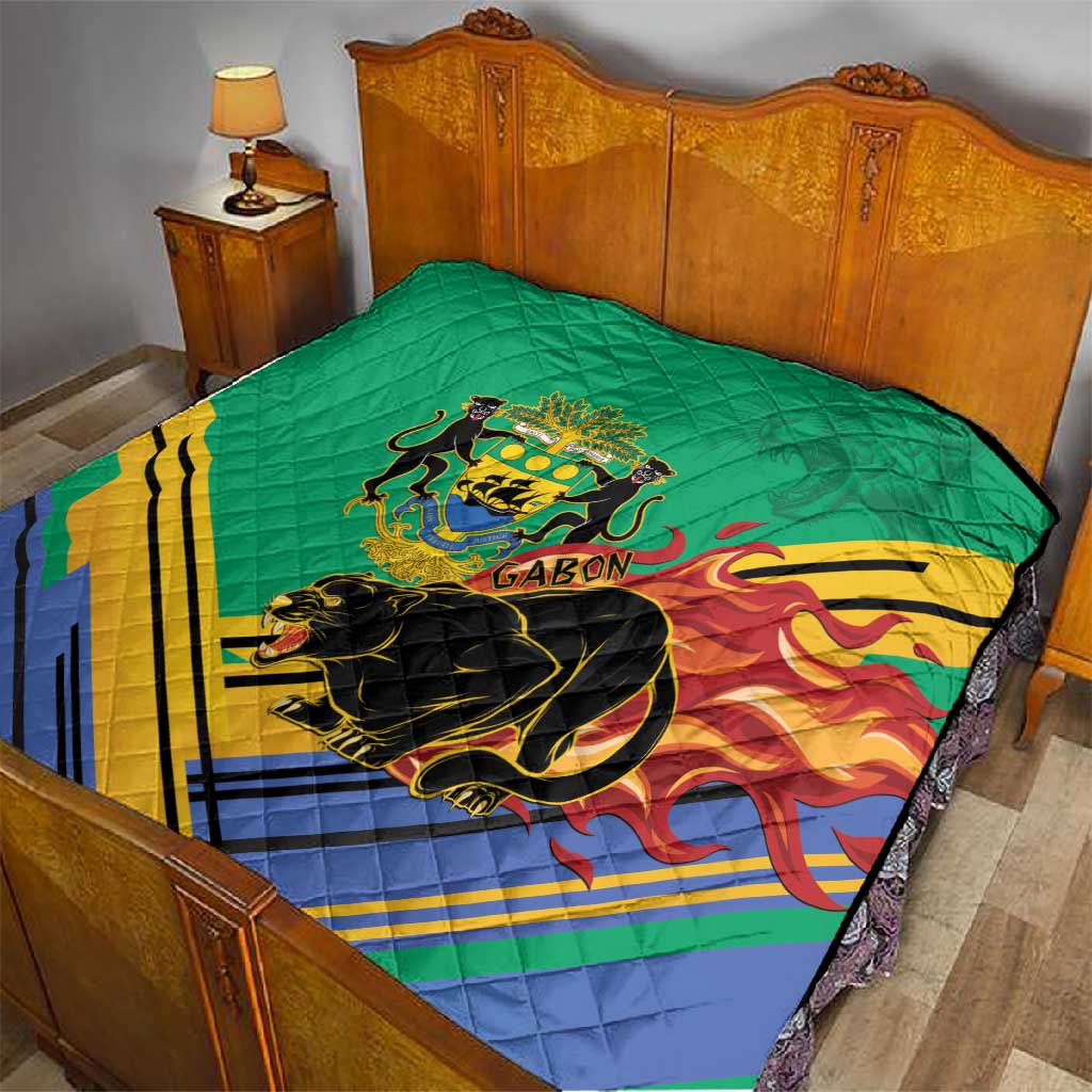Afro Gabon Quilt Black Panther With Coat Of Arms