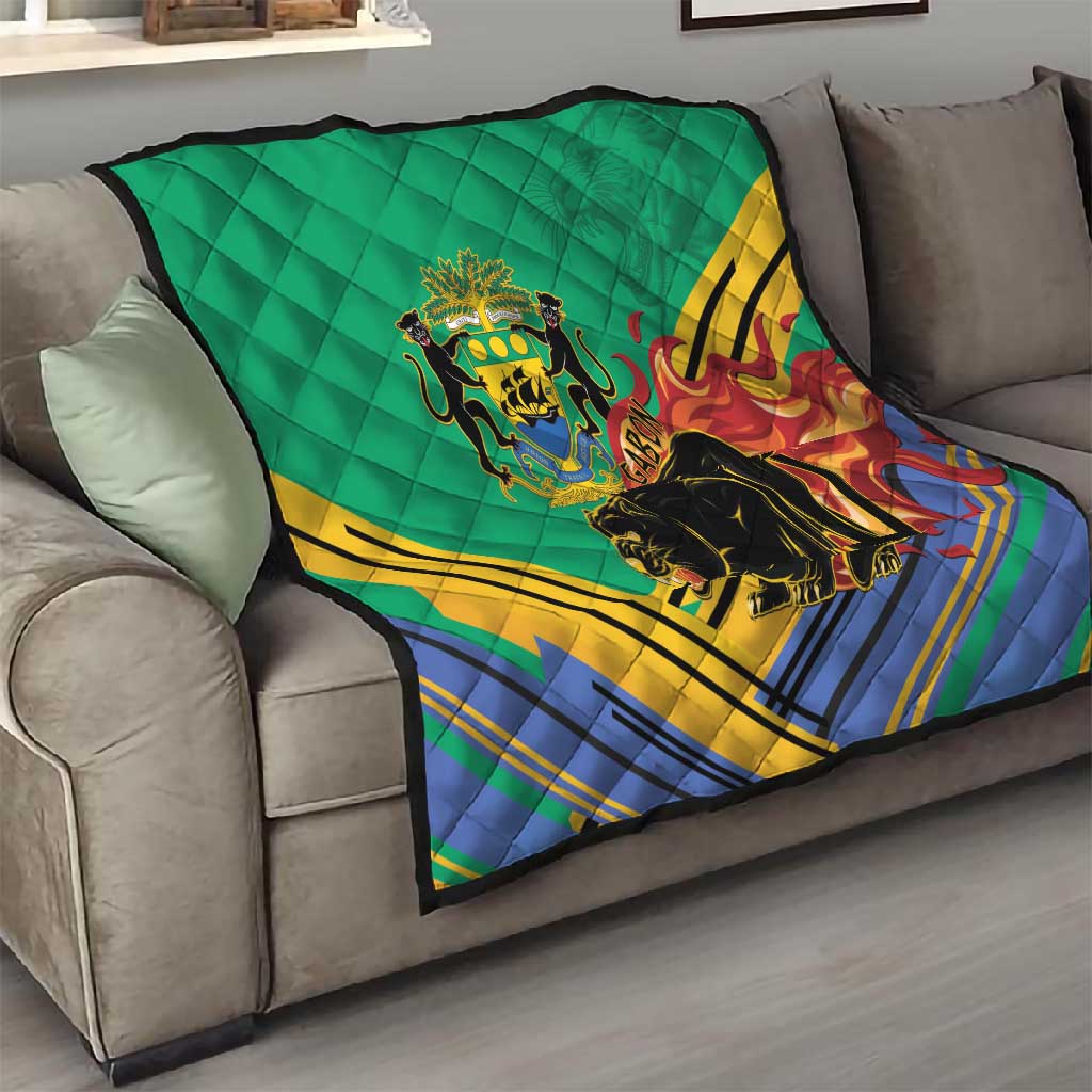 Afro Gabon Quilt Black Panther With Coat Of Arms