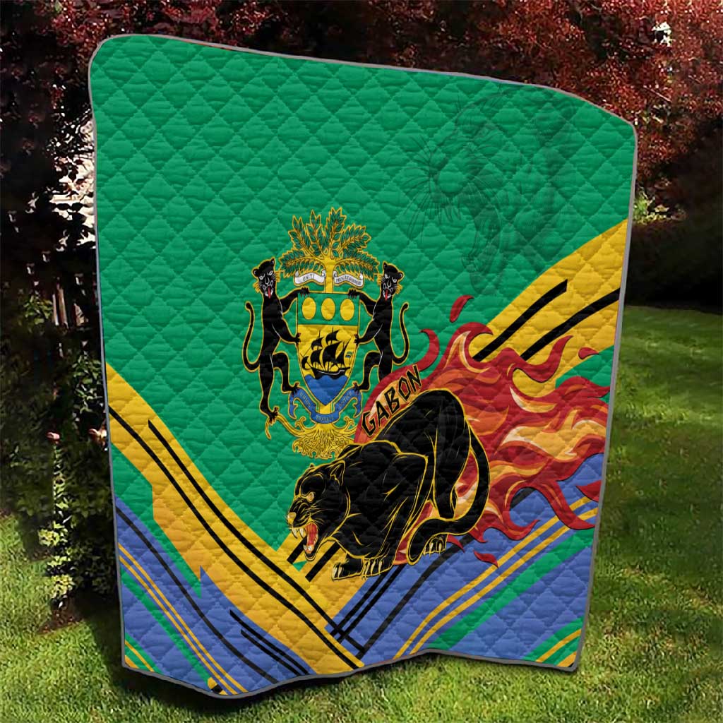 Afro Gabon Quilt Black Panther With Coat Of Arms